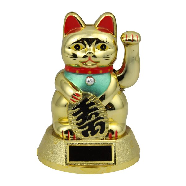 Lucky cat - Maneki Neko - Waving cat - solar - 12 cm - gold 2