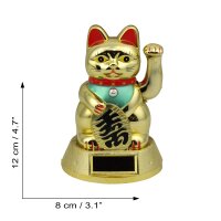 Lucky cat - Maneki Neko - Waving cat - solar - 12 cm - gold 2