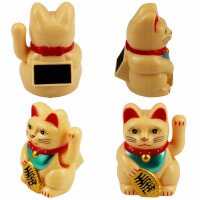 Lucky cat Mini Maneki-Neko classic solar 5cm waving cat...