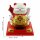 Glückskatze Maneki-Neko Knoten weiß Solar auf Sockel 8cm Winkekatze Lucky cat