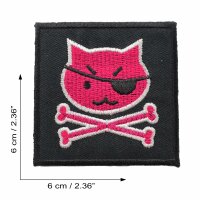 Aufnäher - Piratenkatze - schwarz-pink - Patch